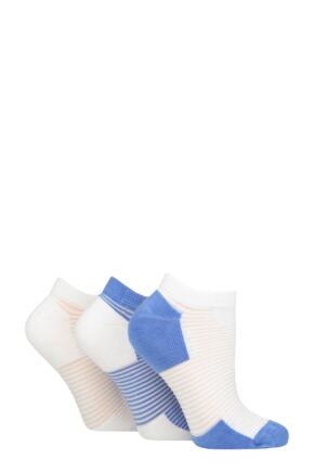 Ladies 3 Pair Elle Sheer Stripe Cushioned Heel and Toe Sports Bamboo Trainer Socks