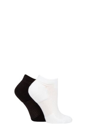 Ladies 2 Pair Elle Bamboo Cushioned Heel & Toe No Show Sports Socks