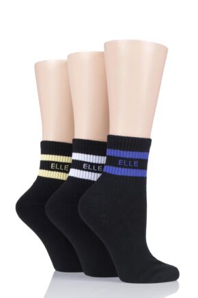 Ladies 3 Pair Elle Half Cushion Sports Anklet Socks