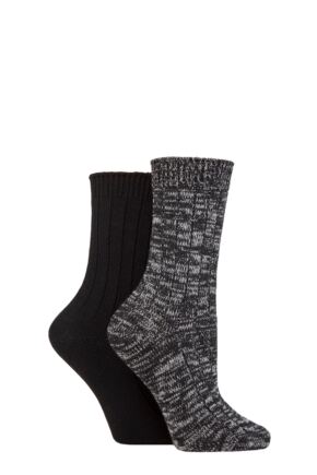Women's 2 Pair Elle Chunky Rib Cotton Boot Socks
