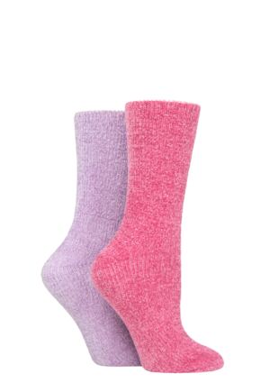 Ladies 2 Pair Elle Chenille Boot Socks