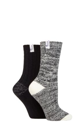 Ladies 2 Pair Elle Velvet Soft and Sparkle Boot Socks