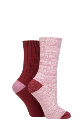 Ladies 2 Pair Elle Velvet Soft and Sparkle Boot Socks Smokey Pink 4-8