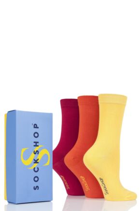 Ladies 3 Pair SOCKSHOP Bamboo Bright Gift Boxed Socks