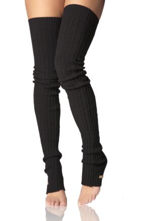 Ladies 1 Pair ToeSox Cable Knit Wool Open Foot Thigh High Socks