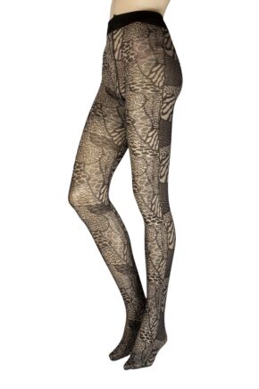 Ladies 1 Pair Trasparenze Thyme All Over Animal Print Tights Rope Small
