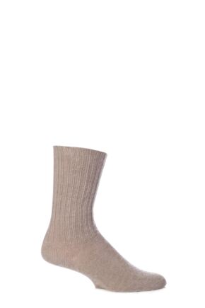 Mens and Ladies 1 Pair SOCKSHOP of London Mohair Ribbed Knit Comfort Cuff True Socks Toffee 8-10