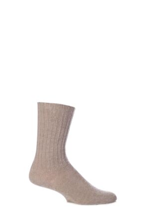 Mens and Ladies 1 Pair SOCKSHOP of London Mohair Ribbed Knit Comfort Cuff True Socks Toffee 11-13
