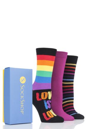 Ladies 3 Pair SockShop Bamboo Bright Gift Boxed Socks