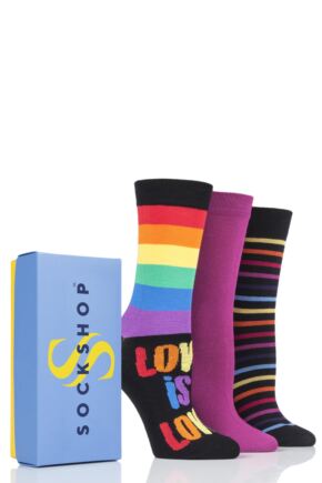 Ladies 3 Pair SOCKSHOP Bamboo Bright Gift Boxed Socks