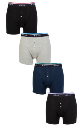 Mens 4 Pack Pringle Classic Button Fly Cotton Boxers