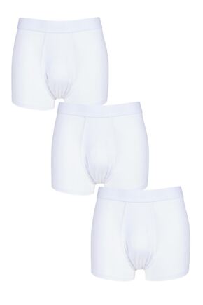 Mens 3 Pack Pringle 95% Modal Hipster Trunks White Medium