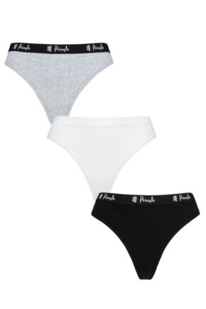 Ladies 3 Pack Pringle Smooth Silhouette Cotton Rich Thongs