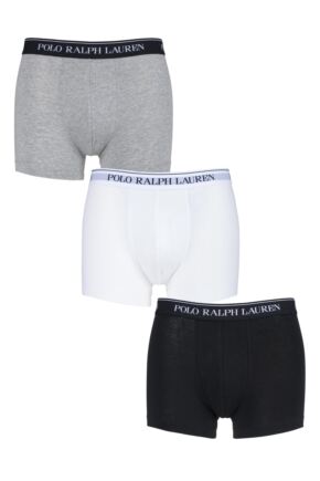Mens 3 Pack Ralph Lauren Plain Cotton Stretch Trunks