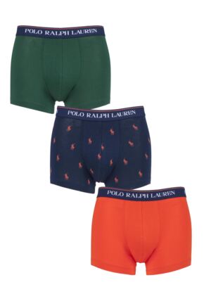Mens 3 Pack Ralph Lauren Plain Cotton Stretch Trunks