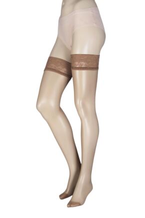 Ladies 1 Pair Oroblu Soriee 15 Denier Hold Ups With Lace Top