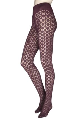Ladies 1 Pair Oroblu Graphic Loop 80 Denier Tights Bordeaux Large / Extra Large