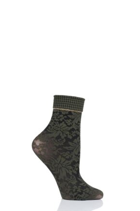 Ladies 1 Pair Oroblu Flower Blossom Ankle Highs