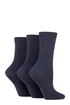 Ladies 3 Pair SOCKSHOP TORE 100% Recycled Plain Cotton Socks