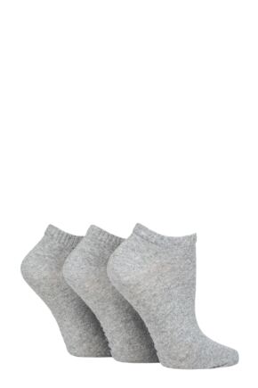 Ladies 3 Pair SOCKSHOP TORE 100% Recycled Plain Cotton Sports Trainer Socks Grey 4-8 Ladies