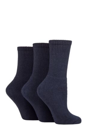 Ladies 3 Pair SOCKSHOP TORE 100% Recycled Plain Cotton Sports Socks