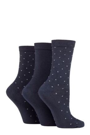 Ladies 3 Pair SOCKSHOP TORE 100% Recycled Pin Dot Cotton Socks