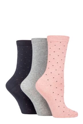 Ladies 3 Pair SOCKSHOP TORE 100% Recycled Dots Cotton Socks