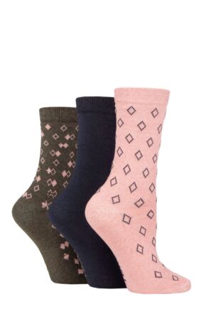 Ladies 3 Pair SOCKSHOP TORE 100% Recycled Diamonds Cotton Socks