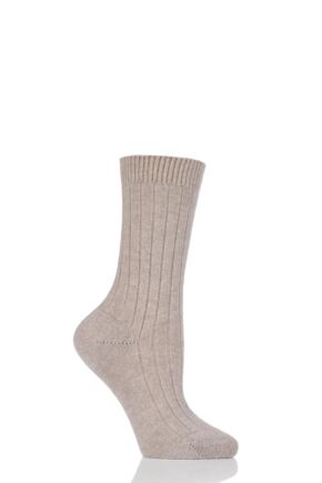 Ladies 1 Pair Pantherella 85% Cashmere Rib Socks Natural