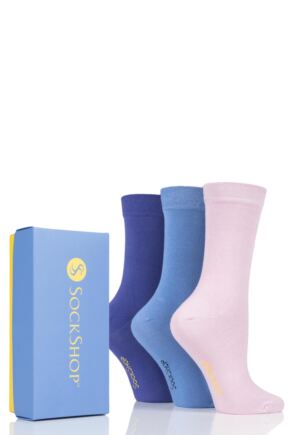 Ladies 3 Pair SockShop Bamboo Bright Gift Boxed Socks