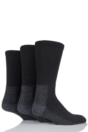 Mens 3 Pair Workforce Calf Length Safety Boot Socks Size 12 - 14 In Black