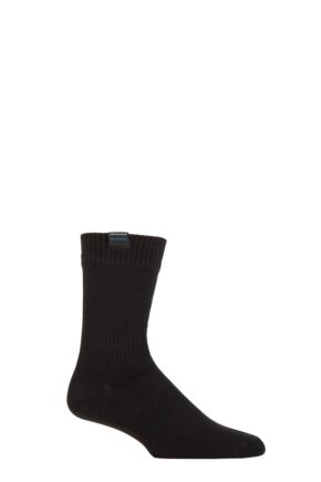 Mens 1 Pair SOCKSHOP Plain Waterproof Boot Socks Black 6-8.5