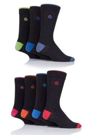 Mens 7 Pair Jeff Banks New Oxford Plain Socks with Contrast Tipping