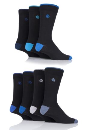 Mens 7 Pair Jeff Banks New Oxford Plain Socks with Contrast Tipping