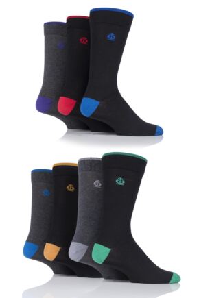 Mens 7 Pair Jeff Banks New Oxford Plain Socks with Contrast Tipping