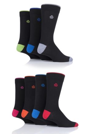 Mens 7 Pair Jeff Banks New Oxford Plain Socks with Contrast Tipping