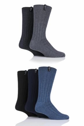 Mens 5 Pair Jeff Banks Recycled Polyester and Wool Boot Socks