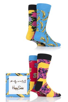 Mens and Ladies 4 Pair Happy Socks Andy Warhol Socks in Gift Box