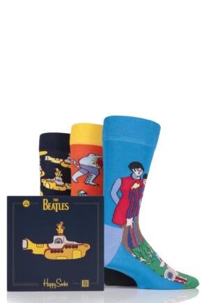 Mens and Ladies Happy Socks The Beatles Yellow Submarine EP Collector's Cotton Socks Gift Box