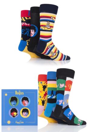 Happy Socks 6 Pair Beatles LP Collectors 2019 Gift Boxed Socks