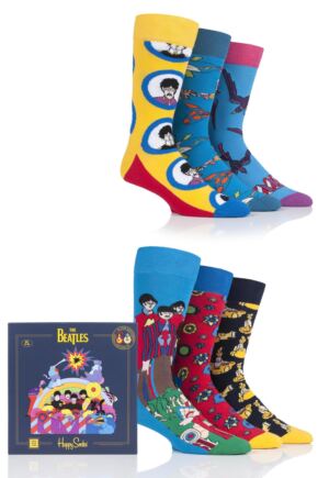 6 Pair Beatles 50th Anniversary Yellow Submarine Lp Collectors Gift Boxed Socks Unisex - Happy Socks