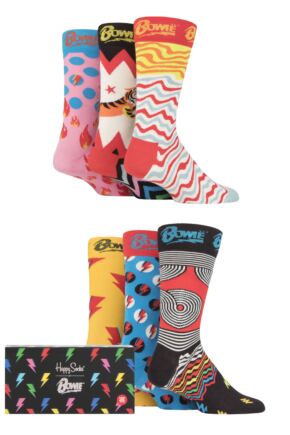 Mens 6 Pair Happy Socks David Bowie Gift Boxed Cotton Socks