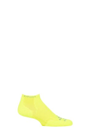 Mens and Ladies 1 Pair Experia By Thorlos Cushioned Running Micro Mini Crew Socks Electric Avenue Yellow 8-9.5