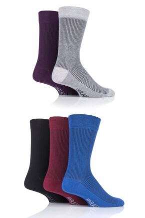 Mens 5 Pair Farah Gentle Grip Vertical Striped Cotton Socks