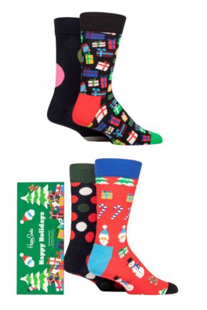 Mens and Ladies 4 Pair Happy Socks Gift Bonanza Gift Boxed Socks