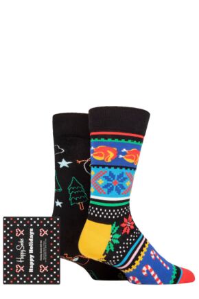 Mens and Ladies 2 Pair Happy Socks Ho Ho Ho Gift Boxed Socks
