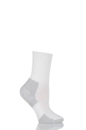 Ladies 1 Pair Thorlos Running Crew Socks with Thick Cushion White/Platinum 5-8