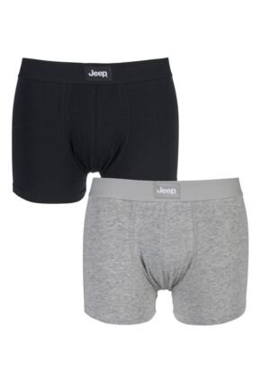 Mens 2 Pack Jeep Cotton Plain Fitted Hipster Trunks