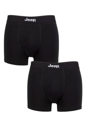 Mens 2 Pack Jeep Cotton Plain Fitted Hipster Trunks