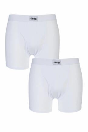 Mens 2 Pack Jeep Cotton Plain Fitted Key Hole Trunk Boxer Shorts White XL